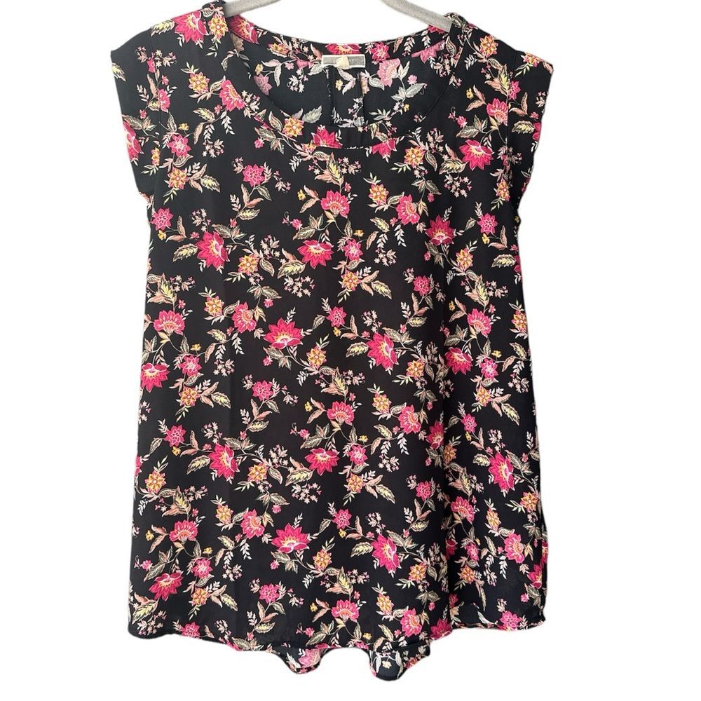 Pleione Sleeveless Floral Blouse Size L